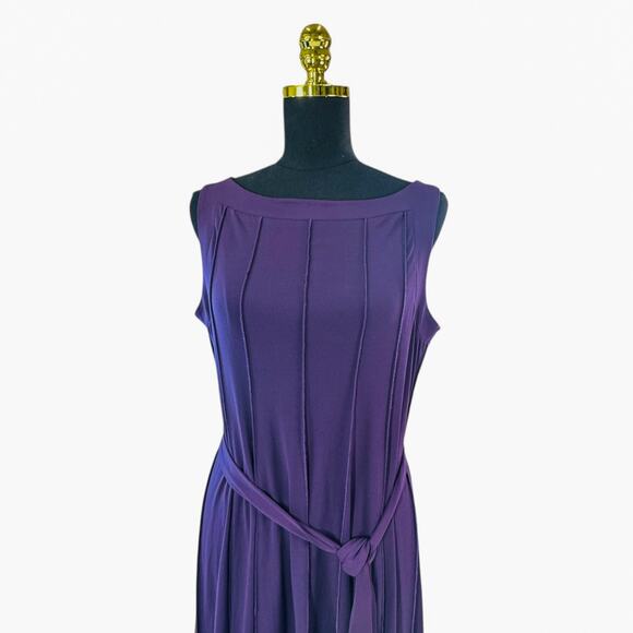Vior Vior Women's Plum Purple Sleeveless Belted Midi Dress - Size 14 - Picture 4 of 9